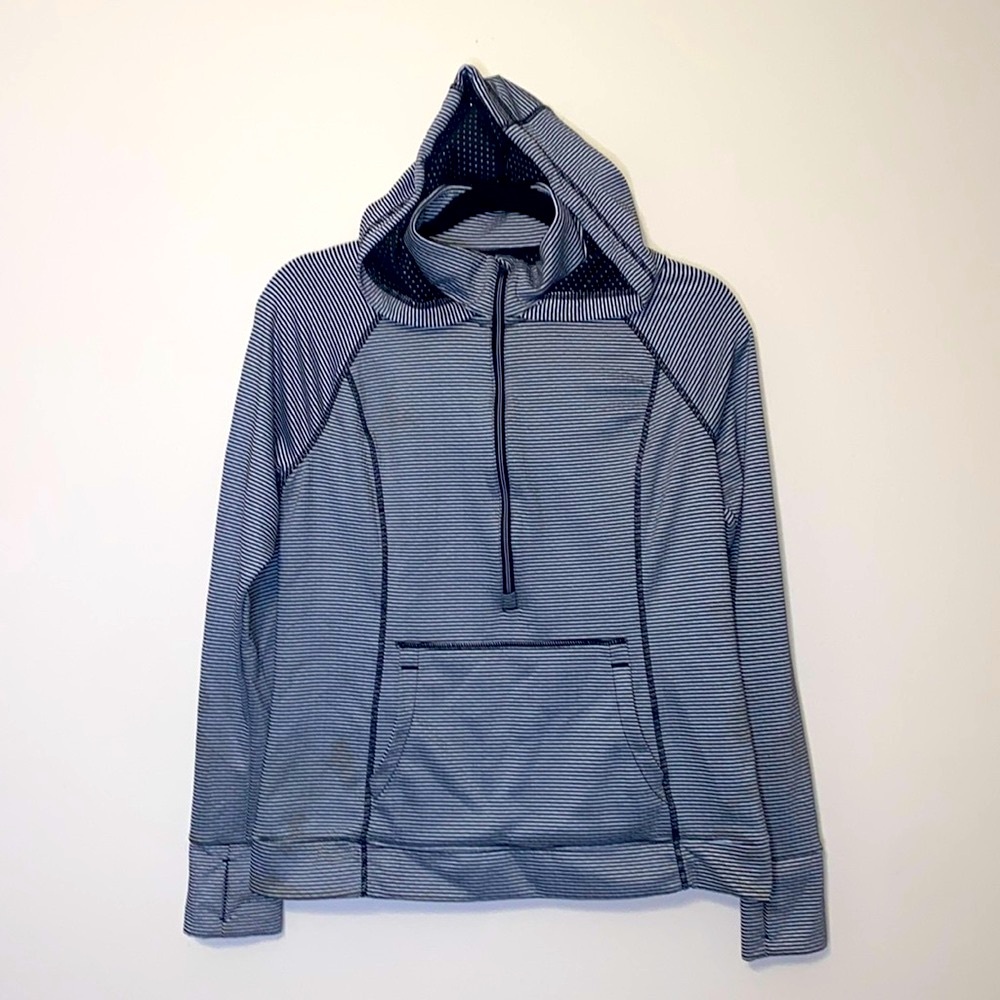 Tangerine 3/4 Zip Striped Hoodie Long Sleeve Jacket
